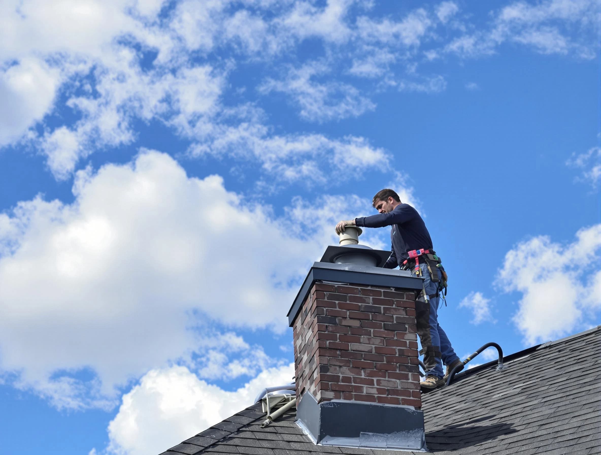 Rio Rancho Chimney Sweep installing a sturdy chimney cap in Rio Rancho, NM