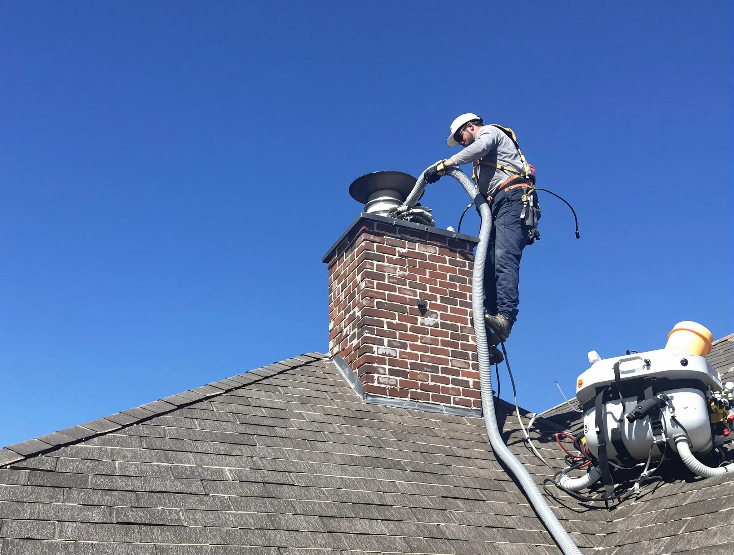 Dedicated Rio Rancho Chimney Sweep team member cleaning a chimney in Rio Rancho, NM