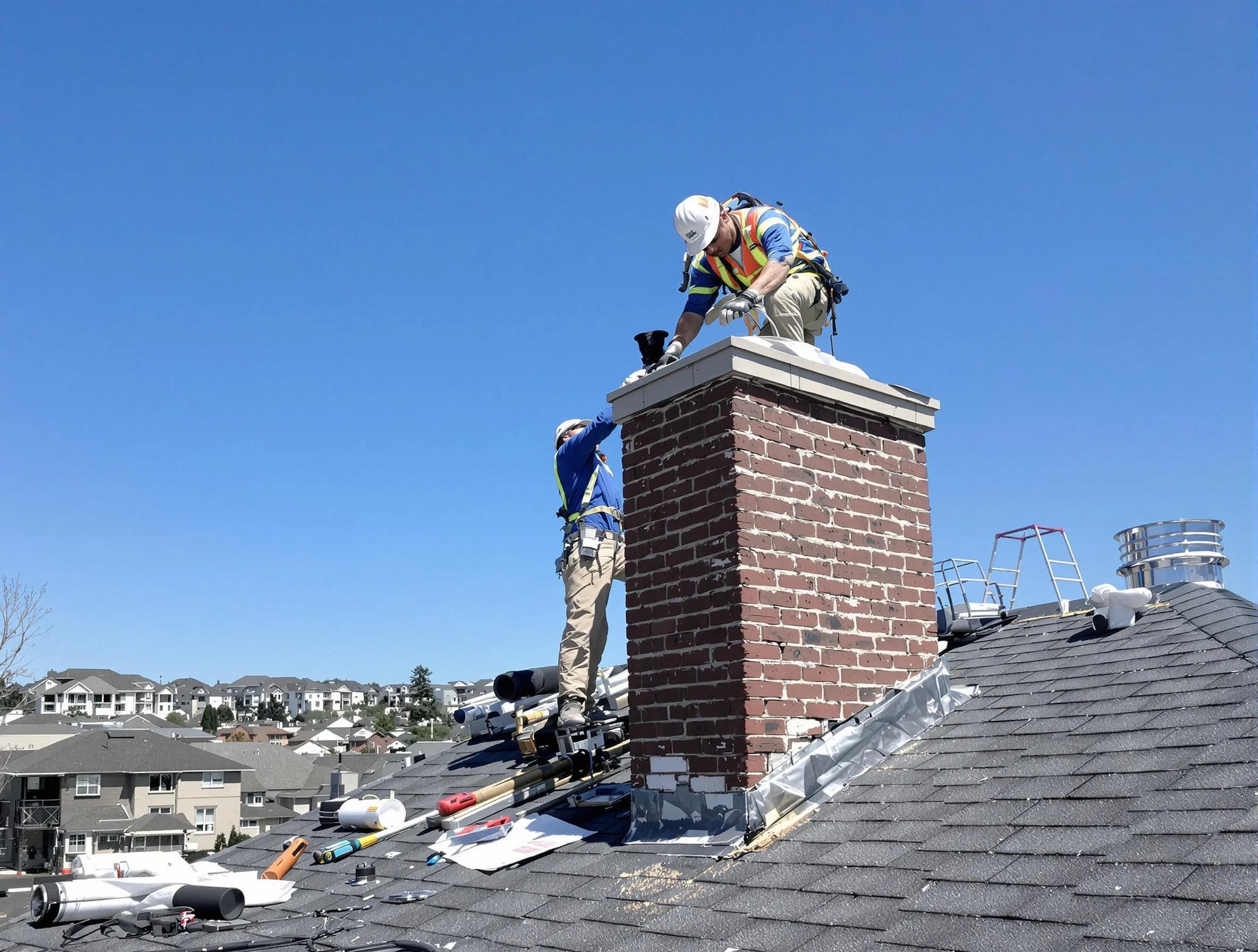 Rio Rancho Chimney Sweep repairing a chimney crown in Rio Rancho, NM