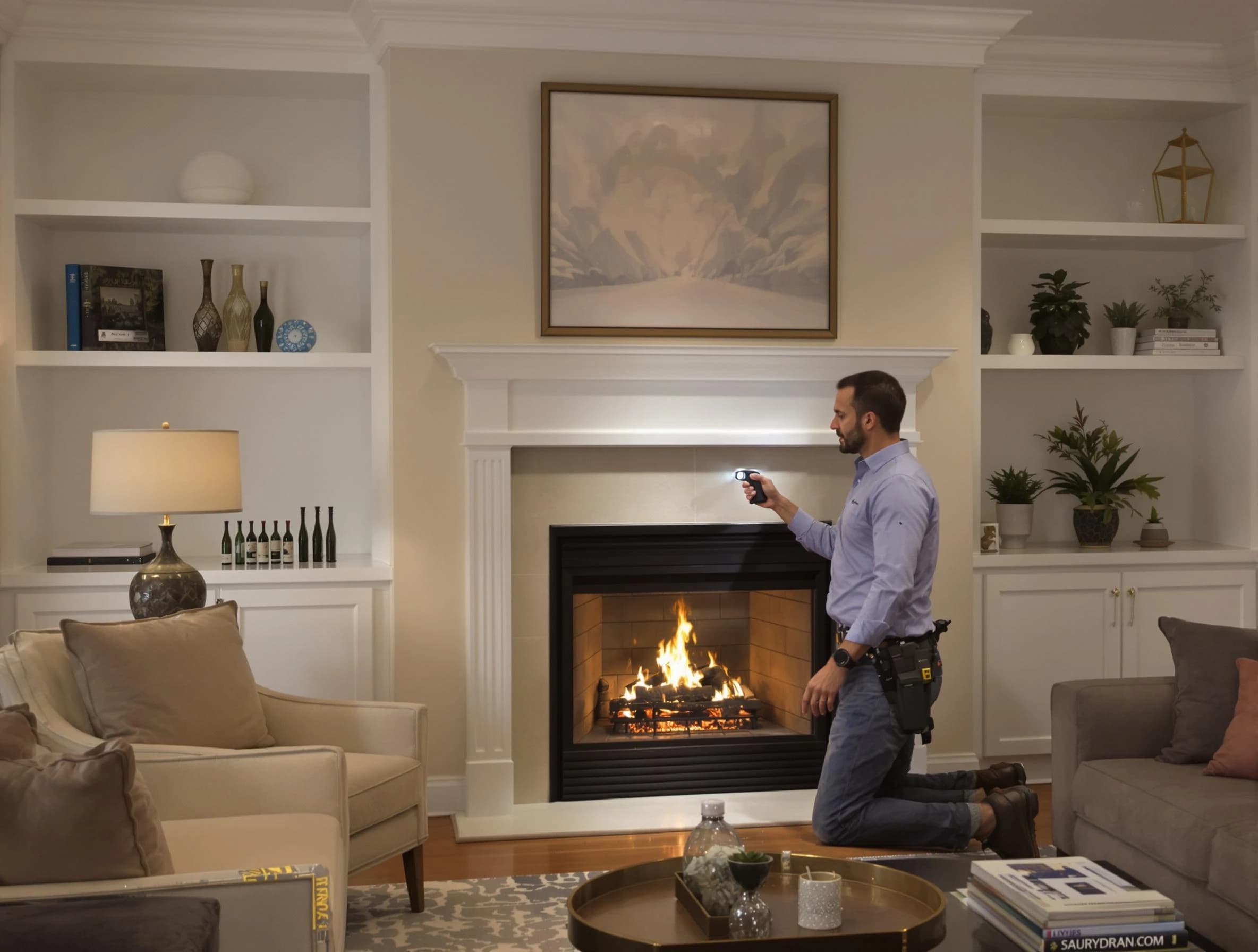 Rio Rancho Chimney Sweep conducting a fireplace safety inspection in Rio Rancho, NM