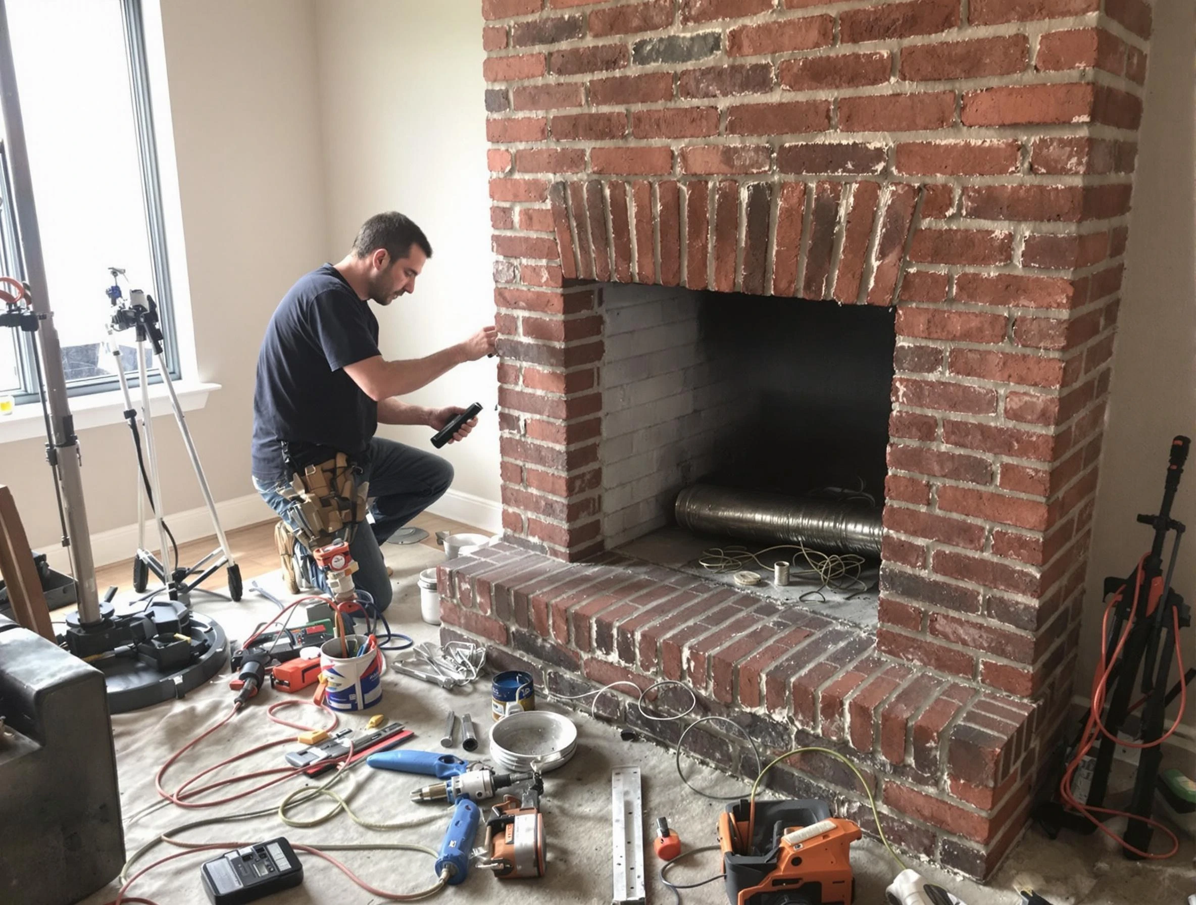 Rio Rancho Chimney Sweep specialist finalizing chimney liner service in Rio Rancho, NM
