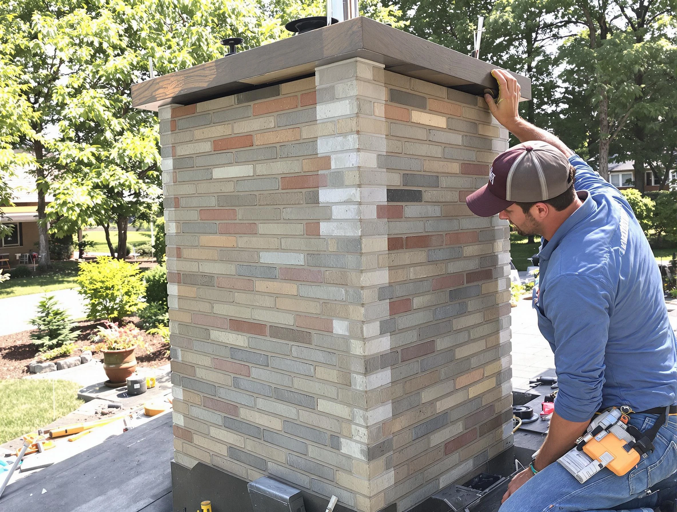 Rio Rancho Chimney Sweep completing a modern chimney remodel in Rio Rancho, NM